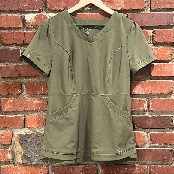 Jaanuu Olive‎ Green Women's Top size small hospital scrub top - Picture 1 of 13